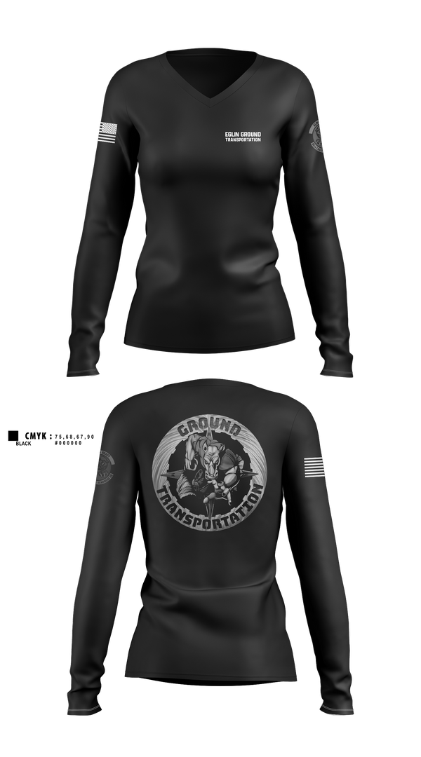 Womens Long Sleeve Vneck Shirt, 96 LRS Ground Transportation, Air Force, Teamtime, Team time, sublimation, custom sports apparel, team uniforms, spirit wear, spiritwear, sports uniforms, custom shirts, team store, custom team store, fundraiser sports, apparel fundraiser