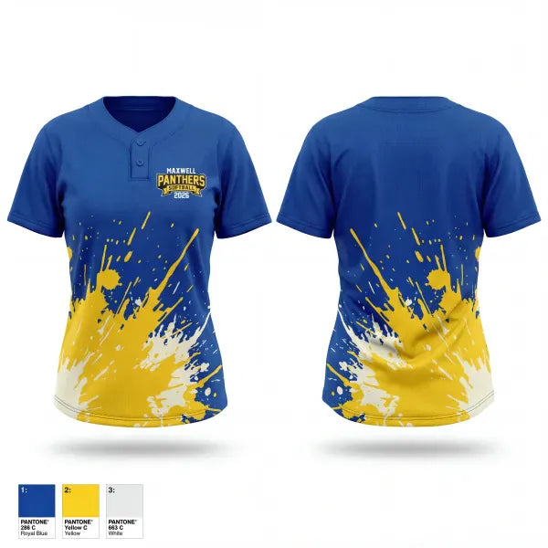 Two Button Softball Jersey, Maxwell Panthers, Softball, Teamtime, Team time, sublimation, custom sports apparel, team uniforms, spirit wear, spiritwear, sports uniforms, custom shirts, team store, custom team store, fundraiser sports, apparel fundraiser
