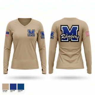 Womens Long Sleeve Vneck Shirt, Methuen, Army, Teamtime, Team time, sublimation, custom sports apparel, team uniforms, spirit wear, spiritwear, sports uniforms, custom shirts, team store, custom team store, fundraiser sports, apparel fundraiser