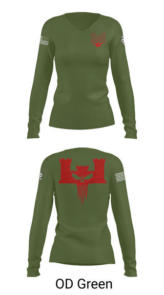 Womens Long Sleeve Vneck Shirt, B co 334th BEB, , Teamtime, Team time, sublimation, custom sports apparel, team uniforms, spirit wear, spiritwear, sports uniforms, custom shirts, team store, custom team store, fundraiser sports, apparel fundraiser