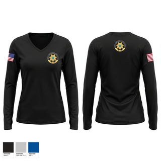 Womens Long Sleeve Vneck Shirt, DeKalb County sheriffs office, Police, Teamtime, Team time, sublimation, custom sports apparel, team uniforms, spirit wear, spiritwear, sports uniforms, custom shirts, team store, custom team store, fundraiser sports, apparel fundraiser