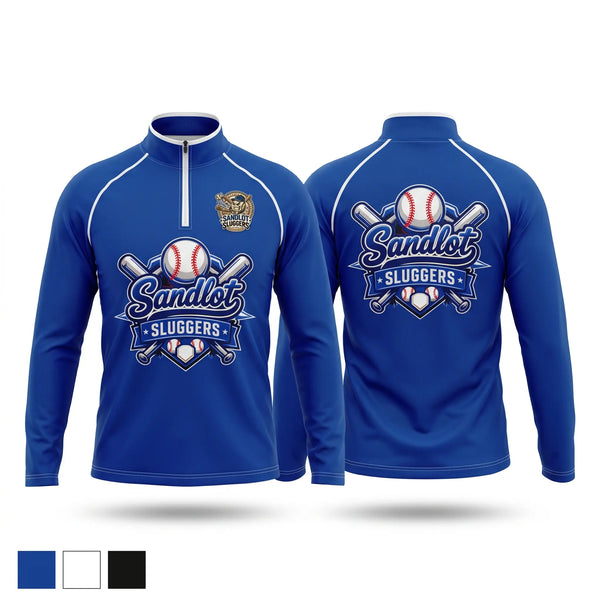 Quarter Zip Jacket, SANDLOT SLUGGERS, Baseball, Teamtime, Team time, sublimation, custom sports apparel, team uniforms, spirit wear, spiritwear, sports uniforms, custom shirts, team store, custom team store, fundraiser sports, apparel fundraiser