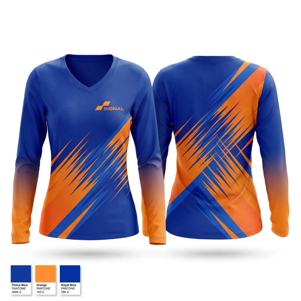 Womens Long Sleeve Vneck Shirt, Signal, , Teamtime, Team time, sublimation, custom sports apparel, team uniforms, spirit wear, spiritwear, sports uniforms, custom shirts, team store, custom team store, fundraiser sports, apparel fundraiser