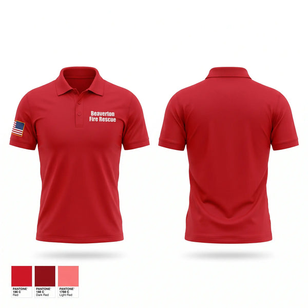 Short Sleeve Performance Polo, Beaverton Fire Rescue, Fire Department, Teamtime, Team time, sublimation, custom sports apparel, team uniforms, spirit wear, spiritwear, sports uniforms, custom shirts, team store, custom team store, fundraiser sports, apparel fundraiser