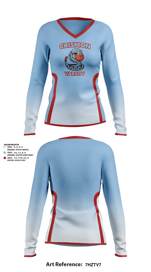 Womens Long Sleeve Vneck Shirt, Crismon Rattlers, Women's Basketball, Teamtime, Team time, sublimation, custom sports apparel, team uniforms, spirit wear, spiritwear, sports uniforms, custom shirts, team store, custom team store, fundraiser sports, apparel fundraiser