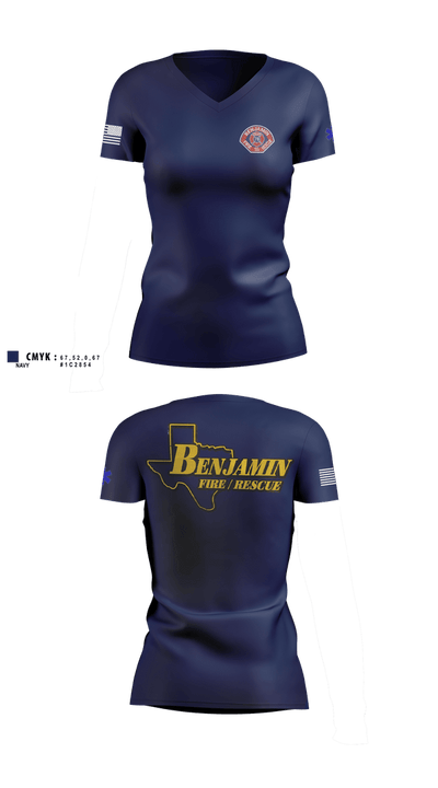 Benjamin Fire Department 83965457 Women's Short Sleeve V-neck Shirt - 100