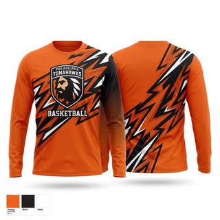 Long Sleeve Performance Shirt, The Philadelphia Tomahawks, Men's Basketball, Teamtime, Team time, sublimation, custom sports apparel, team uniforms, spirit wear, spiritwear, sports uniforms, custom shirts, team store, custom team store, fundraiser sports, apparel fundraiser