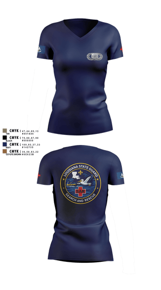 Womens Short Sleeve Vneck Shirt, Louisiana State Guard, Army, Teamtime, Team time, sublimation, custom sports apparel, team uniforms, spirit wear, spiritwear, sports uniforms, custom shirts, team store, custom team store, fundraiser sports, apparel fundraiser