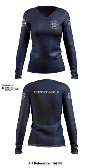 Womens Long Sleeve Vneck Shirt, Brazoria County Precinct 4 Constable's Office, Police, Teamtime, Team time, sublimation, custom sports apparel, team uniforms, spirit wear, spiritwear, sports uniforms, custom shirts, team store, custom team store, fundraiser sports, apparel fundraiser