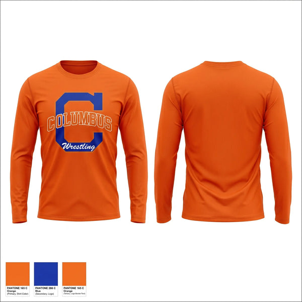 Long Sleeve Performance Shirt, Columbus High School Wrestling, Wrestling, Teamtime, Team time, sublimation, custom sports apparel, team uniforms, spirit wear, spiritwear, sports uniforms, custom shirts, team store, custom team store, fundraiser sports, apparel fundraiser