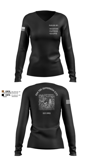 Womens Long Sleeve Vneck Shirt, Jefferson City, , Teamtime, Team time, sublimation, custom sports apparel, team uniforms, spirit wear, spiritwear, sports uniforms, custom shirts, team store, custom team store, fundraiser sports, apparel fundraiser