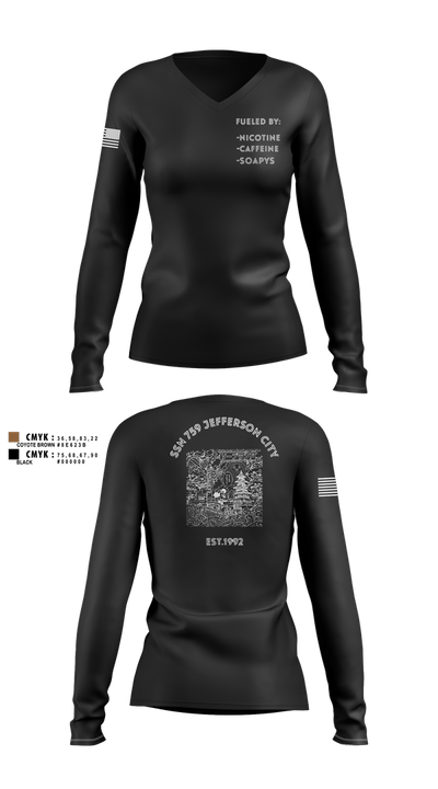 Jefferson City 36022409 Women's Long Sleeve V-neck Shirt - 100