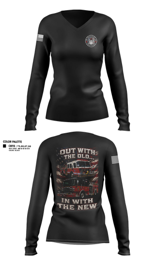 Womens Long Sleeve Vneck Shirt, Great Notch Fire Company #4, Fire Department, Teamtime, Team time, sublimation, custom sports apparel, team uniforms, spirit wear, spiritwear, sports uniforms, custom shirts, team store, custom team store, fundraiser sports, apparel fundraiser
