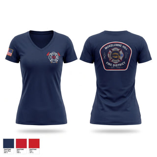 Womens Short Sleeve Vneck Shirt, Mokelumne hill fire department, Fire Department, Teamtime, Team time, sublimation, custom sports apparel, team uniforms, spirit wear, spiritwear, sports uniforms, custom shirts, team store, custom team store, fundraiser sports, apparel fundraiser