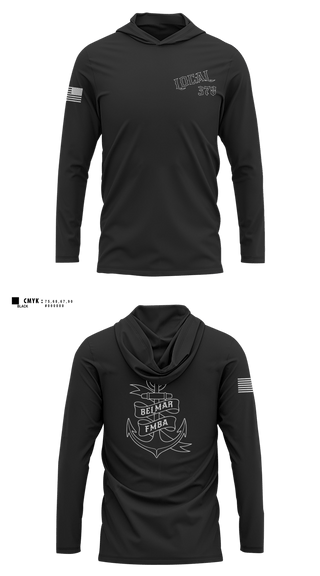 Long Sleeve Performance Shirt with hood, Belmar Ems 378, EMS/EMT, Teamtime, Team time, sublimation, custom sports apparel, team uniforms, spirit wear, spiritwear, sports uniforms, custom shirts, team store, custom team store, fundraiser sports, apparel fundraiser