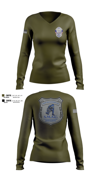 Womens Long Sleeve Vneck Shirt, LEO Support Foundation, Police, Teamtime, Team time, sublimation, custom sports apparel, team uniforms, spirit wear, spiritwear, sports uniforms, custom shirts, team store, custom team store, fundraiser sports, apparel fundraiser