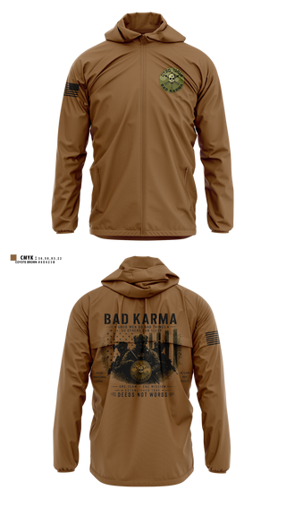 Windbreaker, Bad Karma, Army, Teamtime, Team time, sublimation, custom sports apparel, team uniforms, spirit wear, spiritwear, sports uniforms, custom shirts, team store, custom team store, fundraiser sports, apparel fundraiser