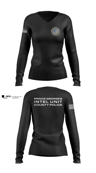 Womens Long Sleeve Vneck Shirt, Prince George's County Police Homeland Security Intelligence Unit, Police, Teamtime, Team time, sublimation, custom sports apparel, team uniforms, spirit wear, spiritwear, sports uniforms, custom shirts, team store, custom team store, fundraiser sports, apparel fundraiser