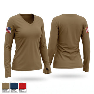 Womens Long Sleeve Vneck Shirt, Smart Dumb, Army, Teamtime, Team time, sublimation, custom sports apparel, team uniforms, spirit wear, spiritwear, sports uniforms, custom shirts, team store, custom team store, fundraiser sports, apparel fundraiser