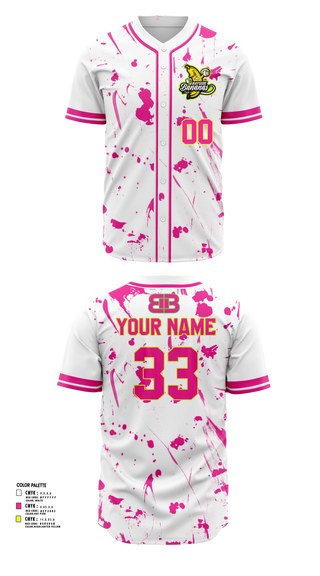 Full Button Baseball Jersey, Bayside Bananas, Baseball, Teamtime, Team time, sublimation, custom sports apparel, team uniforms, spirit wear, spiritwear, sports uniforms, custom shirts, team store, custom team store, fundraiser sports, apparel fundraiser