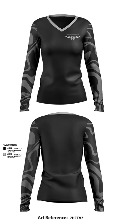 Westerville Central Swimming & Diving 56583573 Women's Long Sleeve V-neck Shirt - 41