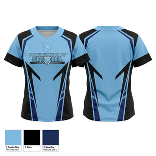 Two Button Softball Jersey, Assault, Softball, Teamtime, Team time, sublimation, custom sports apparel, team uniforms, spirit wear, spiritwear, sports uniforms, custom shirts, team store, custom team store, fundraiser sports, apparel fundraiser