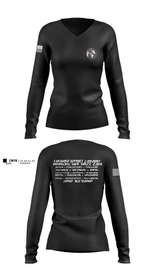 Womens Long Sleeve Vneck Shirt, D.B. Coopers, Army, Teamtime, Team time, sublimation, custom sports apparel, team uniforms, spirit wear, spiritwear, sports uniforms, custom shirts, team store, custom team store, fundraiser sports, apparel fundraiser