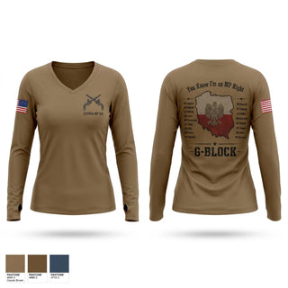 Womens Long Sleeve Vneck Shirt, 2228TH MP CO 3rd PLT, National Guard, Teamtime, Team time, sublimation, custom sports apparel, team uniforms, spirit wear, spiritwear, sports uniforms, custom shirts, team store, custom team store, fundraiser sports, apparel fundraiser