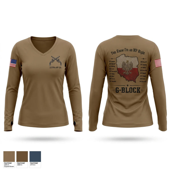 Womens Long Sleeve Vneck Shirt, 2228TH MP CO 3rd PLT, National Guard, Teamtime, Team time, sublimation, custom sports apparel, team uniforms, spirit wear, spiritwear, sports uniforms, custom shirts, team store, custom team store, fundraiser sports, apparel fundraiser