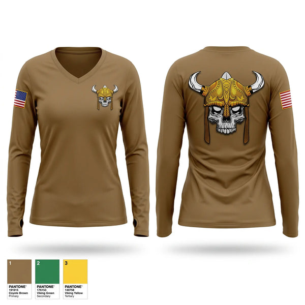 Womens Long Sleeve Vneck Shirt, 977 MP CO, Army, Teamtime, Team time, sublimation, custom sports apparel, team uniforms, spirit wear, spiritwear, sports uniforms, custom shirts, team store, custom team store, fundraiser sports, apparel fundraiser