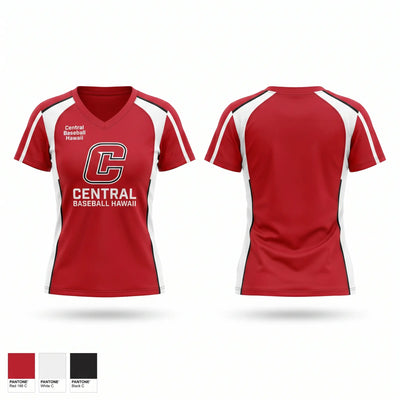 Central Baseball Hawaii Women's Short Sleeve V-neck Shirt - 1