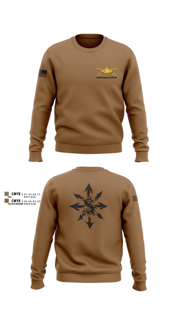 Crew Neck Sweatshirt, Charlie Company 120th INF, National Guard, Teamtime, Team time, sublimation, custom sports apparel, team uniforms, spirit wear, spiritwear, sports uniforms, custom shirts, team store, custom team store, fundraiser sports, apparel fundraiser