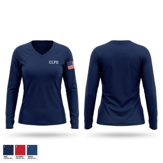 Womens Long Sleeve Vneck Shirt, CLPD, Police, Teamtime, Team time, sublimation, custom sports apparel, team uniforms, spirit wear, spiritwear, sports uniforms, custom shirts, team store, custom team store, fundraiser sports, apparel fundraiser