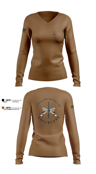 Womens Long Sleeve Vneck Shirt, HHC, 102d MP BN, National Guard, Teamtime, Team time, sublimation, custom sports apparel, team uniforms, spirit wear, spiritwear, sports uniforms, custom shirts, team store, custom team store, fundraiser sports, apparel fundraiser