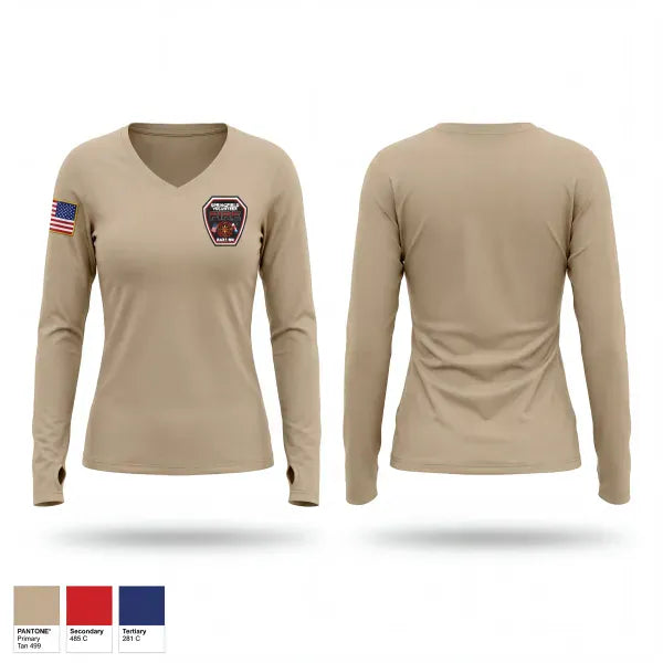 Womens Long Sleeve Vneck Shirt, Springfield Volunteer Fire Dept., Fire Department, Teamtime, Team time, sublimation, custom sports apparel, team uniforms, spirit wear, spiritwear, sports uniforms, custom shirts, team store, custom team store, fundraiser sports, apparel fundraiser