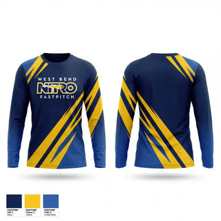 Long Sleeve Performance Shirt, West Bend Nitro, Softball, Teamtime, Team time, sublimation, custom sports apparel, team uniforms, spirit wear, spiritwear, sports uniforms, custom shirts, team store, custom team store, fundraiser sports, apparel fundraiser