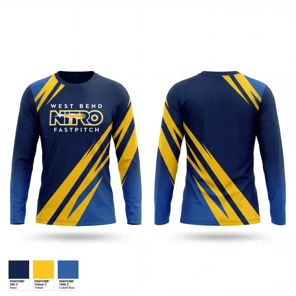 Long Sleeve Performance Shirt, West Bend Nitro, Softball, Teamtime, Team time, sublimation, custom sports apparel, team uniforms, spirit wear, spiritwear, sports uniforms, custom shirts, team store, custom team store, fundraiser sports, apparel fundraiser