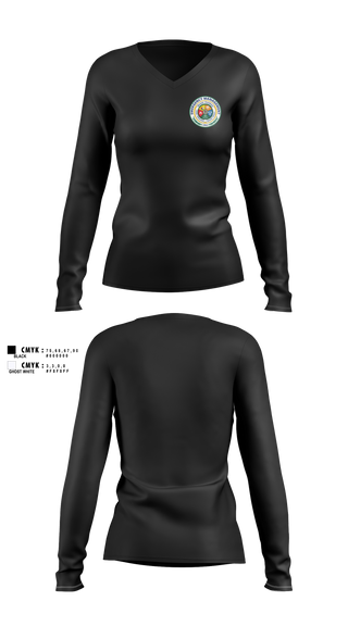 Womens Long Sleeve Vneck Shirt, CCRI Emergency Management / Emergency Operations Center, Fire Department, Teamtime, Team time, sublimation, custom sports apparel, team uniforms, spirit wear, spiritwear, sports uniforms, custom shirts, team store, custom team store, fundraiser sports, apparel fundraiser