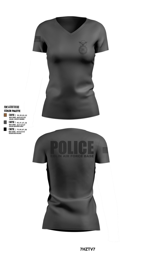 Womens Short Sleeve Vneck Shirt, 96 SFS / Eglin Police, Air Force, Teamtime, Team time, sublimation, custom sports apparel, team uniforms, spirit wear, spiritwear, sports uniforms, custom shirts, team store, custom team store, fundraiser sports, apparel fundraiser