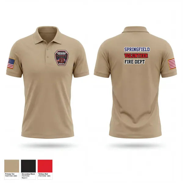 Short Sleeve Performance Polo, Springfield Volunteer Fire Dept., Fire Department, Teamtime, Team time, sublimation, custom sports apparel, team uniforms, spirit wear, spiritwear, sports uniforms, custom shirts, team store, custom team store, fundraiser sports, apparel fundraiser