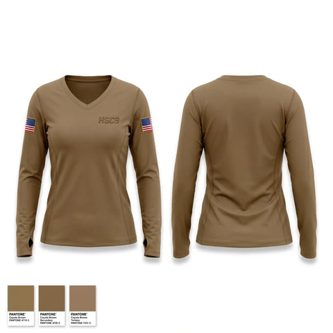 Womens Long Sleeve Vneck Shirt, HSC-9, Navy, Teamtime, Team time, sublimation, custom sports apparel, team uniforms, spirit wear, spiritwear, sports uniforms, custom shirts, team store, custom team store, fundraiser sports, apparel fundraiser