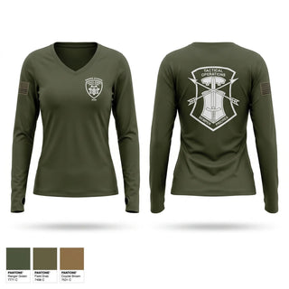 Womens Long Sleeve Vneck Shirt, Sniper Team, Police, Teamtime, Team time, sublimation, custom sports apparel, team uniforms, spirit wear, spiritwear, sports uniforms, custom shirts, team store, custom team store, fundraiser sports, apparel fundraiser