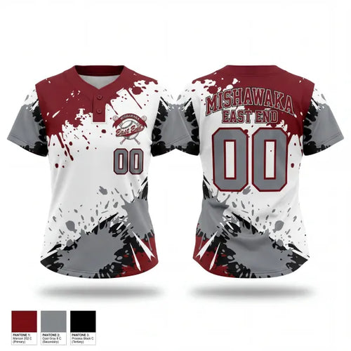Two Button Softball Jersey, East End Mishawaka Baseball Softball Association, Softball, Teamtime, Team time, sublimation, custom sports apparel, team uniforms, spirit wear, spiritwear, sports uniforms, custom shirts, team store, custom team store, fundraiser sports, apparel fundraiser