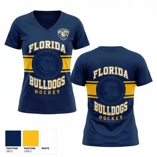 Womens Short Sleeve Vneck Shirt, Florida Bulldogs Hockey, Ice Hockey, Teamtime, Team time, sublimation, custom sports apparel, team uniforms, spirit wear, spiritwear, sports uniforms, custom shirts, team store, custom team store, fundraiser sports, apparel fundraiser