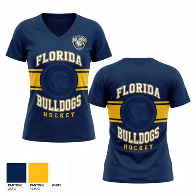 Florida Bulldogs Hockey 40347739 Women's Short Sleeve V-neck Shirt - 1