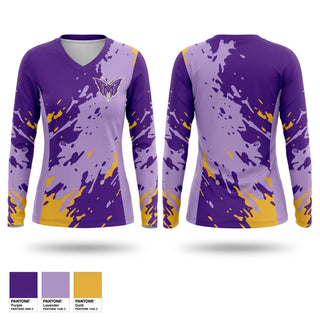 Womens Long Sleeve Vneck Shirt, SoCal Monarchs, Softball, Teamtime, Team time, sublimation, custom sports apparel, team uniforms, spirit wear, spiritwear, sports uniforms, custom shirts, team store, custom team store, fundraiser sports, apparel fundraiser