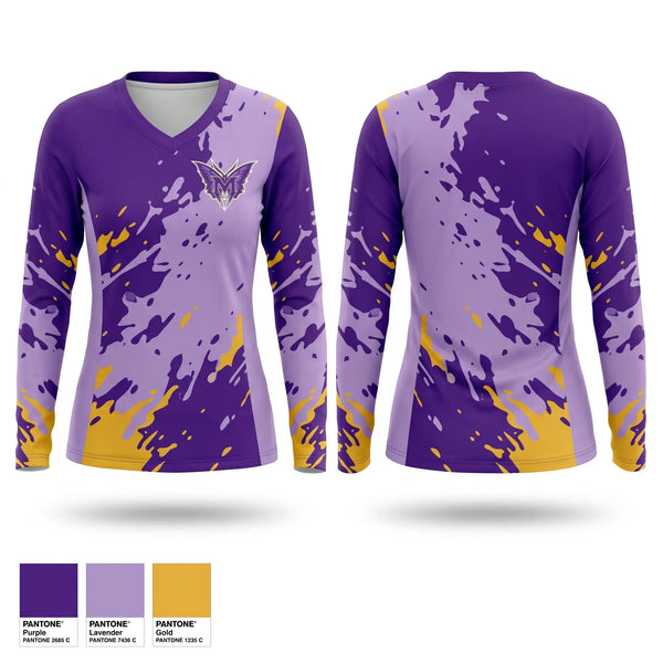 Womens Long Sleeve Vneck Shirt, SoCal Monarchs, Softball, Teamtime, Team time, sublimation, custom sports apparel, team uniforms, spirit wear, spiritwear, sports uniforms, custom shirts, team store, custom team store, fundraiser sports, apparel fundraiser
