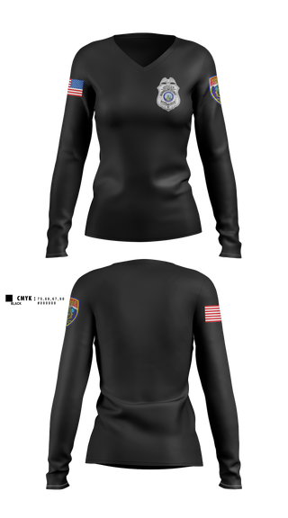 Womens Long Sleeve Vneck Shirt, pocatello police ordinance enforcement, Police, Teamtime, Team time, sublimation, custom sports apparel, team uniforms, spirit wear, spiritwear, sports uniforms, custom shirts, team store, custom team store, fundraiser sports, apparel fundraiser