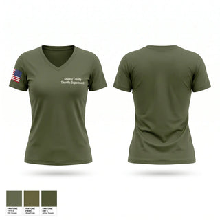Womens Short Sleeve Vneck Shirt, Grundy County Sheriff's Department, Police, Teamtime, Team time, sublimation, custom sports apparel, team uniforms, spirit wear, spiritwear, sports uniforms, custom shirts, team store, custom team store, fundraiser sports, apparel fundraiser