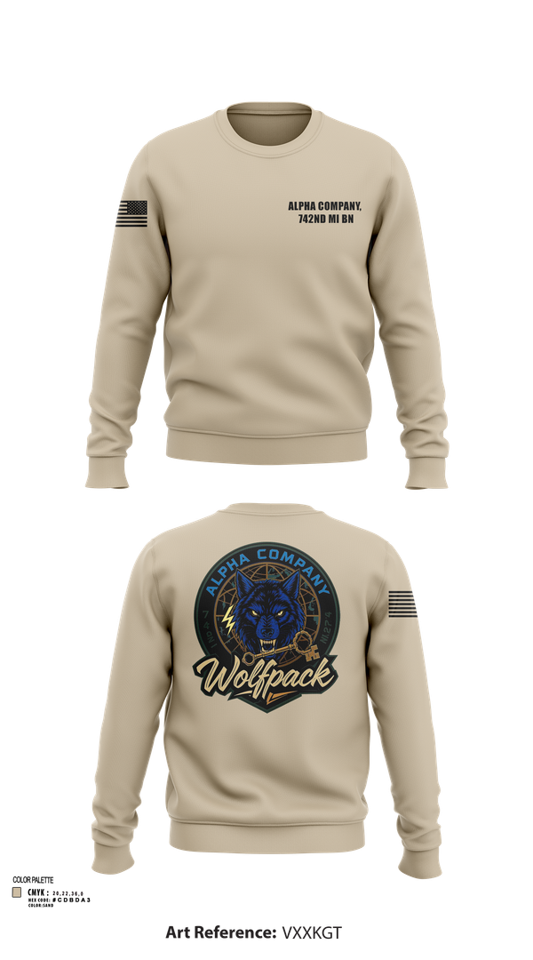 Crew Neck Sweatshirt, Alpha Company, 742nd MI BN, , Teamtime, Team time, sublimation, custom sports apparel, team uniforms, spirit wear, spiritwear, sports uniforms, custom shirts, team store, custom team store, fundraiser sports, apparel fundraiser